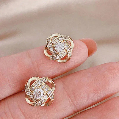 Flower Spiral Cross Earrings